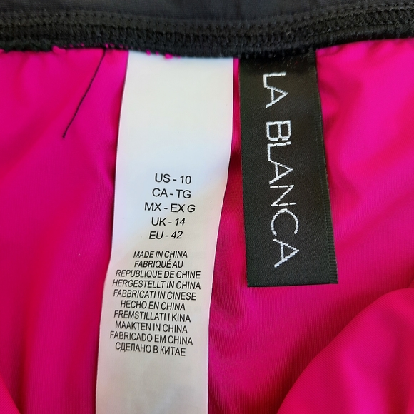 La Blanca Black Prism Palm Women's Bikini Swimsuit Bottom Convertible Band SZ 10 - Picture 11 of 14